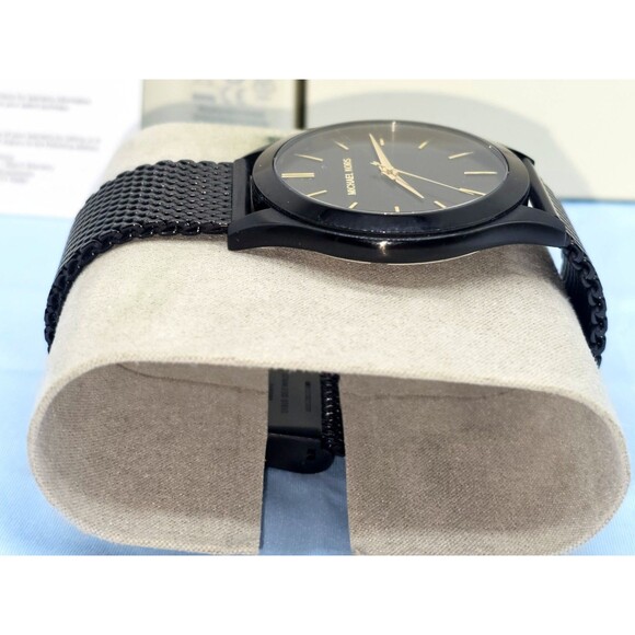 Michael Kors Men's Slim Runway Black-Tone Mesh Bracelet Watch MK8607 - Excellent - Picture 3 of 8